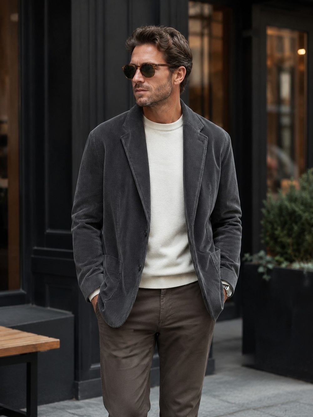 DKNY Charcoal Gray Corduroy Blazer